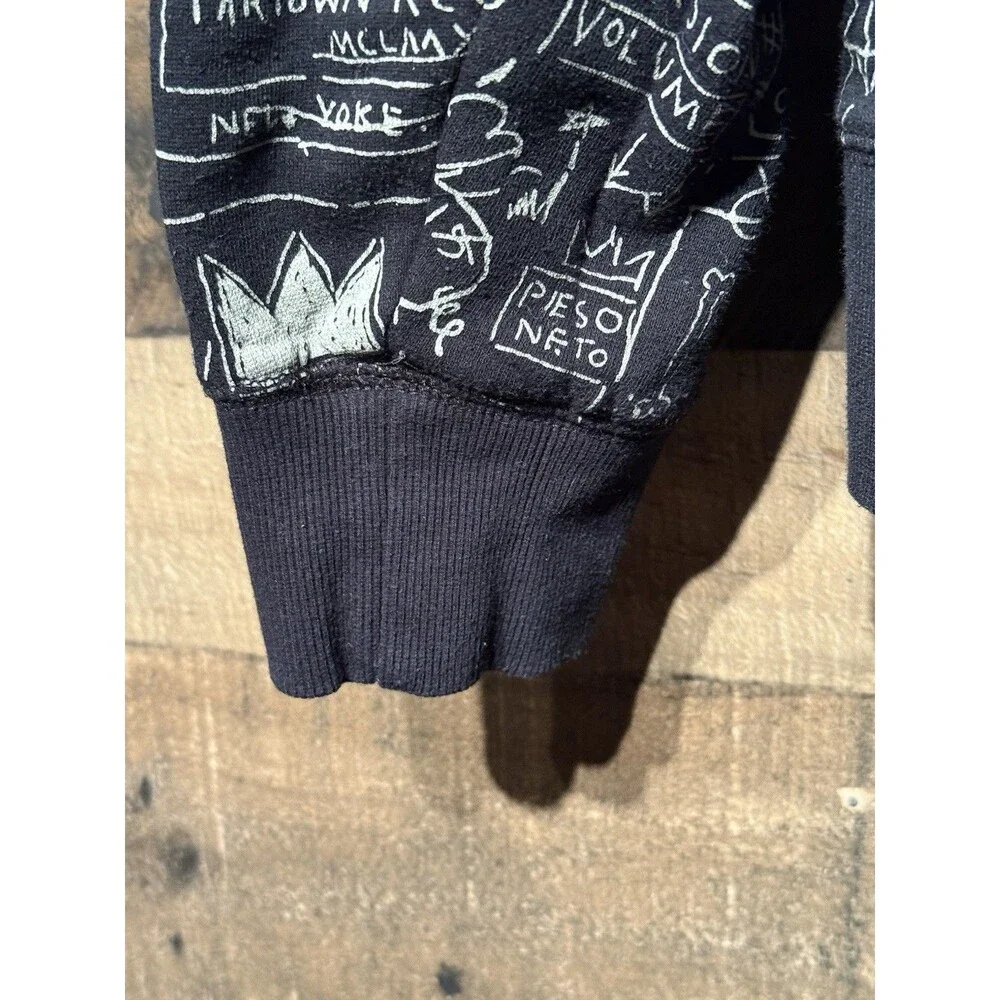 Basquiat Hoodie Mens Small Black Abstract Hooded Pockets Jean-Michel Art